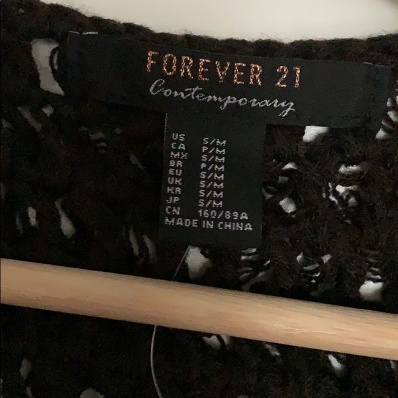 NWT Forever 21 Black Sweater Jacket CARDIGAN S/M - Picture 3 of 6